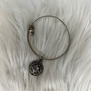 Alex and Ani Rafaelian Silver Compass Charm Bangle Bracelet